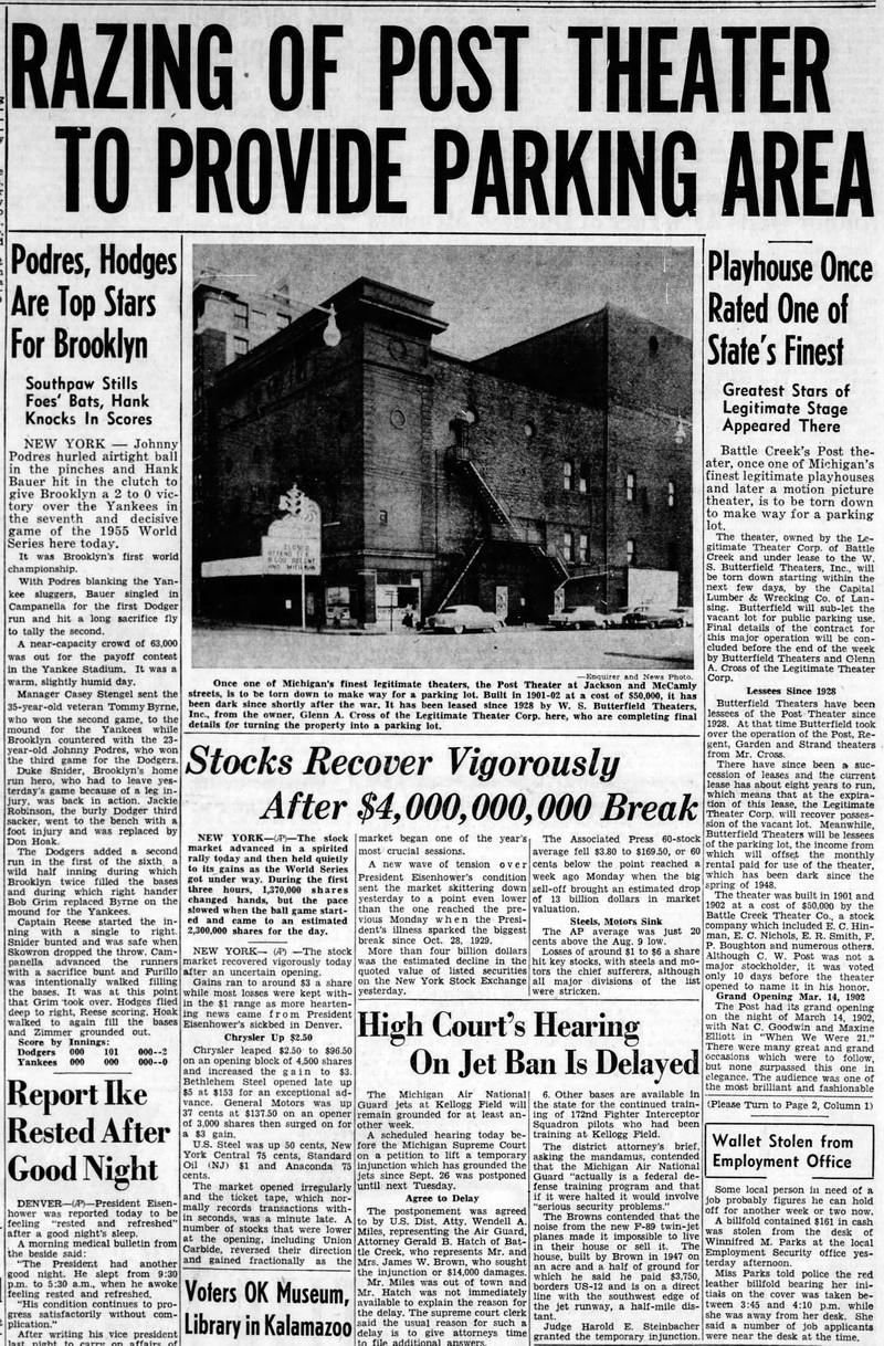 Post Theatre - Battle Creek Enquirer Oct 4 1955